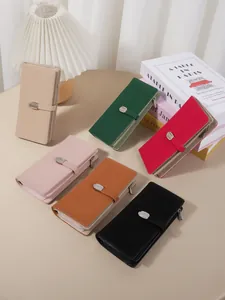Portefeuilles longs élégants en cuir PU pour femmes en plusieurs couleurs avec boucle chic