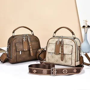 Stylish monogram women's handbag with multi-layer practical design in two classic colors.