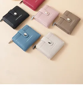 Collection of multi-colored litchi pattern PU leather wallets for men and women