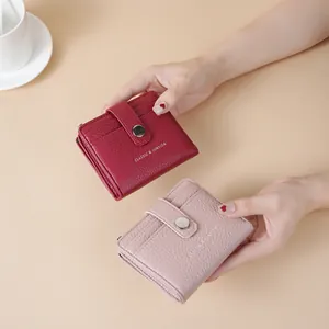 Unisex Minimalist Lychee Pattern PU Leather Short Wallet With Multi-Card Slots Zipper Coin Pocket For Men Women Daily Travel