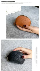 Detailansicht der retro Mini-Münzbeutel aus echtem Leder in den Farben Braun und Schwarz.