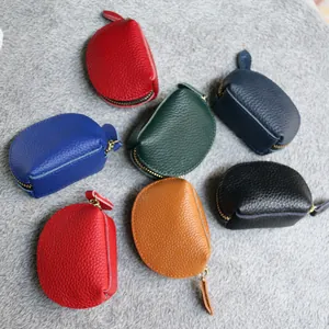 Mini handgefertigte Geldbörsen aus echtem Leder in verschiedenen Farben mit Reißverschluss