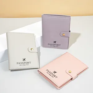 PVC Paspoorthouder Reis Documenten Organizer Portemonnee Met Drukknop Effen Kleur Draagbare Kaarthouder Voor Unisex Reizen