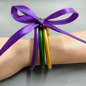 Mode Goldfolie Silikon Jelly Armreifen Für Damen Lagenlook Glitzer Röhren Armband Mit Satin Schleife Schmuck Zubehör