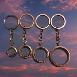 Ronde Zwevende Medaillon Sleutelhanger Magnetisch Openbaar Glasvenster Hanger Voor Foto Gedroogde Bloemen DIY Sieraden