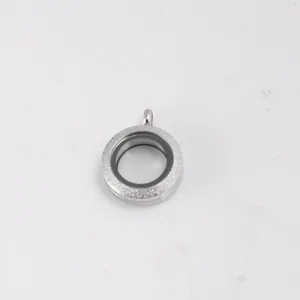 Silver stainless steel round locket pendant with textured finish for jewelry making
