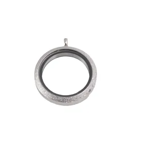 Frosted silver stainless steel circular glass floating locket pendant for jewelry DIY