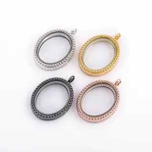 Fashion Alloy Oval Floating Locket Pendant DIY Openable Glass Photo Frame Charm For Women Jewelry Making Necklace Accessory