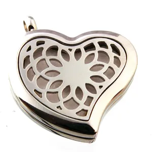 Roestvrijstalen hartvormige essentiële olie diffuser parfum locket hanger voor dames