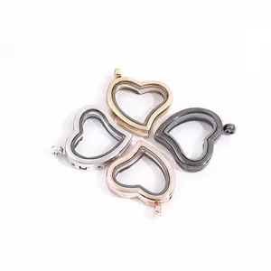 Ciondolo Medaglione Galleggiante a Forma di Cuore Cornice in Vetro Lega Medaglione Apribile a Cuore per Gioielli Fai da Te Regalo Donna