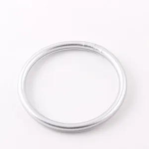 Close-up detail of a minimalist matte silver PVC silicone bracelet for women