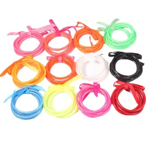Glitter Jelly Bangles Set PVC Silicone Gold Foil Bracelets For Women Neon Colors Buddhist Style Hand Jewelry With Ribbon Bow