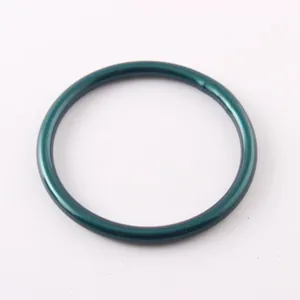 Close-up top view of a stylish matte metallic teal green silicone fashion bracelet ring.