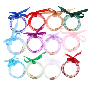 Brazaletes de Silicona Estilo Jelly Con Incrustaciones de Strass Pulsera de Piedra de Nacimiento Con Lazo de Satén