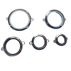 Five sizes of circular transparent silver Gawu box pendants for religious jewelry