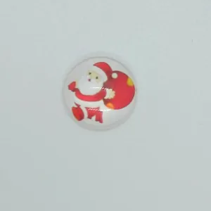 Handmade 18mm Noosa snap button featuring a festive Christmas Santa Claus glass cabochon