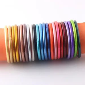 Women Silicone Glitter Bangle Jonc Bouddhiste Metallic Tube Bracelet Waterproof Summer Fashion Jewelry Accessory Daily Wear Gift