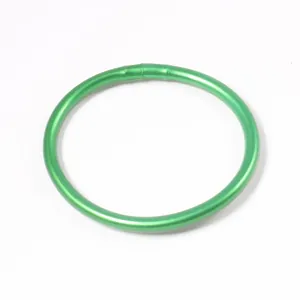 Modern minimalist 5mm metallic green glitter silicone bangle bracelet for women and girls