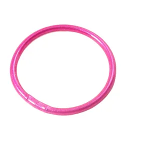 Vibrant 5mm shiny pink silicone bracelet for women with minimalist circular design