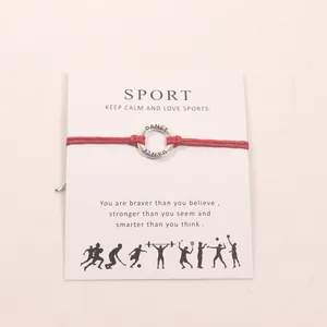 Βραχιόλι Sport Wish Card Γράμματα Dance Κράμα Στρογγυλό Γούρι Ρυθμιζόμενο Κερωμένο Σχοινί Αθλητικό Κόσμημα Δώρο