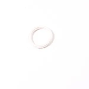 Detail shot of a minimalist 3mm white silicone PVC jelly ring with a smooth surface