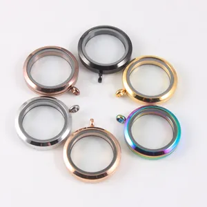 Stainless Steel Round Floating Locket Pendant Screw Twist Glass Frame For DIY Jewelry Making Memorial Photo Charms Gift