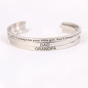 Bracciale Rigido Minimalista in Acciaio Inossidabile con Incisione per Uomo Donna Bracciale a Polsino con Lettere Ispiratrici Gioielli Regalo Regolabili