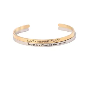Bracelets joncs en acier inoxydable de 4 mm gravés de citations pour enseignants