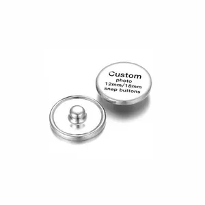 Customized 12mm 18mm silver metallic snap buttons for personalized DIY jewelry making