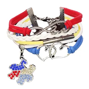 Handgefertigtes mehrlagiges Autism-Awareness-Armband mit Puzzleteil-Anhänger und Herzen