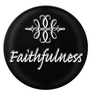 18mm black Noosa snap button featuring white Faithfulness lettering for DIY jewelry making