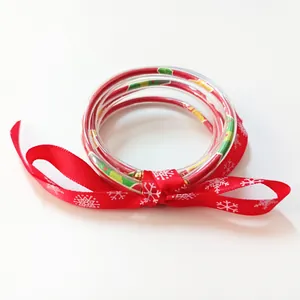 Colección de Brazaletes de Silicona de Navidad Multicapa para Mujer Lazo de Cinta de Copo de Nieve Árbol de Navidad Joyas Regalo