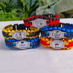 2024 Bracciale Paracord di Laurea Lega Vetro Pietra del Tempo Bracciale Classe del 2024 Sopravvivenza All'aperto Bracciale per Donna Uomo Regalo Laurea