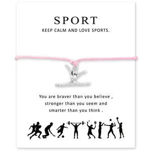 Détails du bracelet de gymnastique rose sur une carte cadeau de sport motivante
