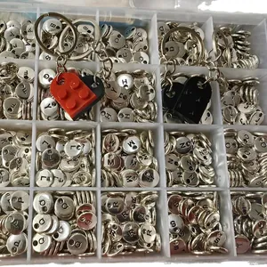 DIY heart building block keychain set with A-Z alphabet letter charms in organizer