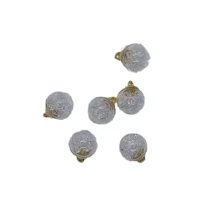 16mm transparent round glass ball charms with crushed diamond effect for DIY jewelry making
