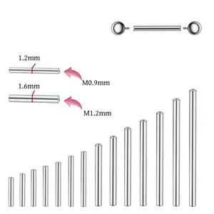 Detailed specifications for F136 titanium internally threaded piercing bars and posts