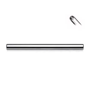 Polished F136 titanium internally threaded straight barbell piercing bar with detail view