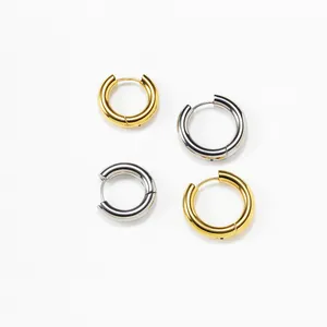 Westlich Minimalistisch F136 Titanlegierung Hoop Ohrringe Hochglanzpoliert Dick Rund Kreis Piercing Schmuck Für Damen Zubehör