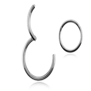Close-up detail of silver 316 stainless steel seamless segment hoops for piercing