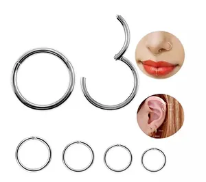 Detailed view of 316 stainless steel seamless piercing hoops for ear, nose, and lip