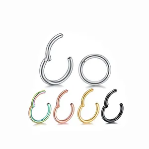 316 stainless steel hinged segment rings for nose and ear piercings in multi-colors