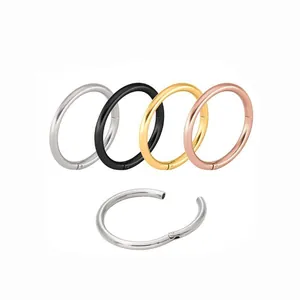 Set of multi-color 316 stainless steel seamless piercing hoops for nose and ears.