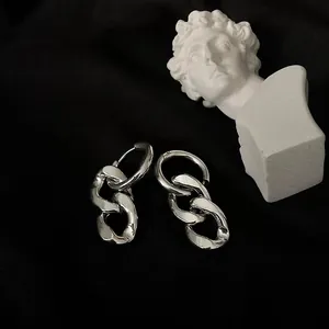 Roestvrij Stalen Ketting Oorbellen Voor Dames Heren Punk Straat Stijl Gepolijste Schakel Oorbellen Geometrische Hoops Mode Sieraden
