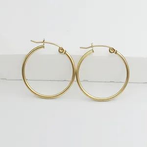 Edelstahl Minimalistische Creolen Für Damen 1.5mm Durchmesser 18K Vergoldet Geometrische Runde Kreis Ohrringe Schmuck Geschenk