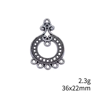Connettore per orecchini in lega argento antico per creazione gioielli DIY 36x22mm