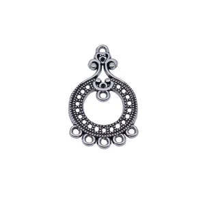 Connettore per orecchini in lega argento antico per creazione gioielli DIY, 36x22mm
