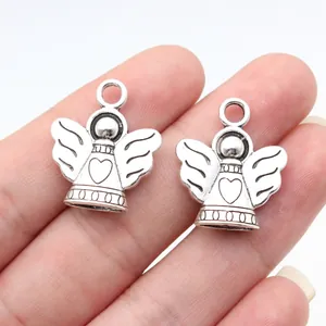 Angel Heart Pendant Charm Antique Silver Alloy For DIY Jewelry Making Vintage Wings Design Handcrafted Accessory Pendant Only