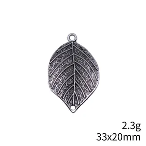Vintage Antik-Silber Metall Blatt Anhänger Verbinder für DIY Schmuck 33x20mm 2,3g