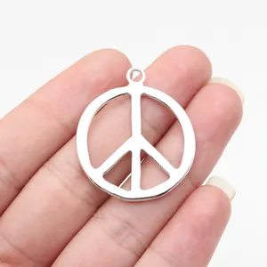 Vintage Antique Silver Zinc Alloy Round Peace Symbol Charm Pendant For DIY Jewelry Making Necklace Bracelet Accessory